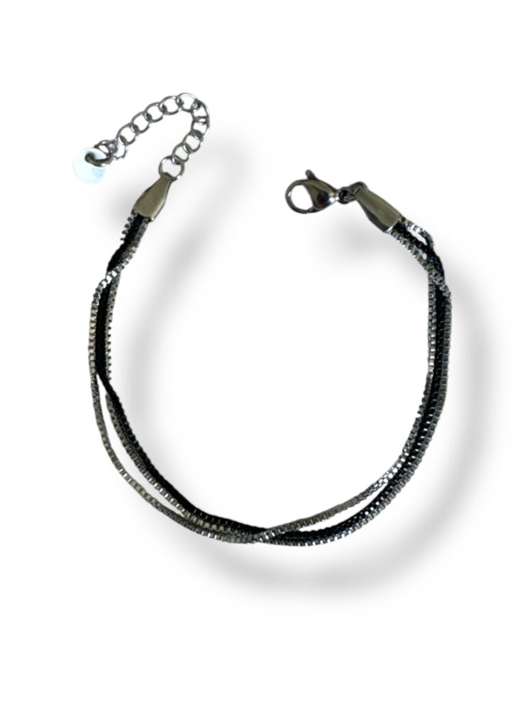 צמיד 3 שכבות כסף ושחור